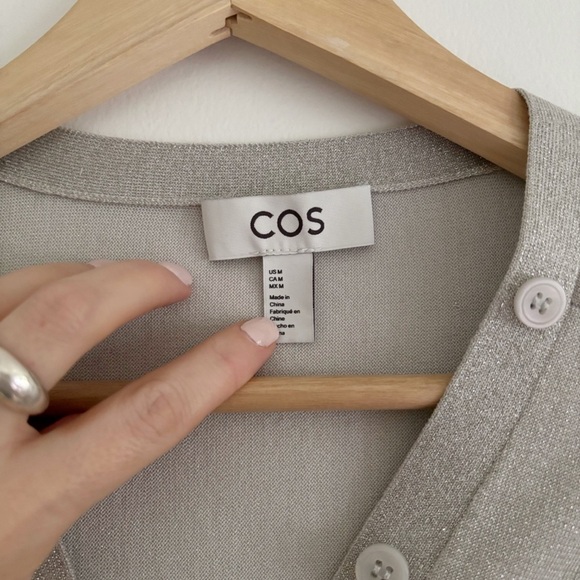 COS Cropped Wool Blend Cardigan Beige Metallic Size M - Picture 6 of 8
